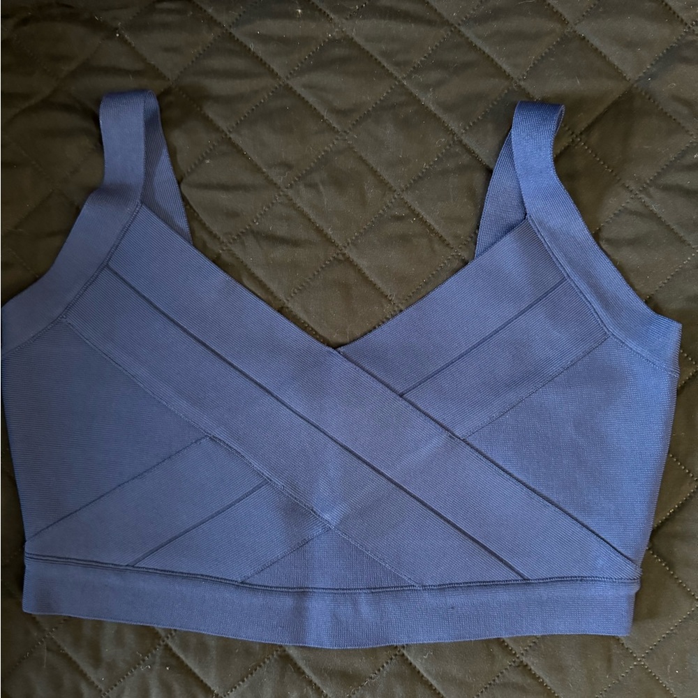 🔥 SOLD🔥. Royal blue crops bandeau strap top. Stretchy material. Never worn
